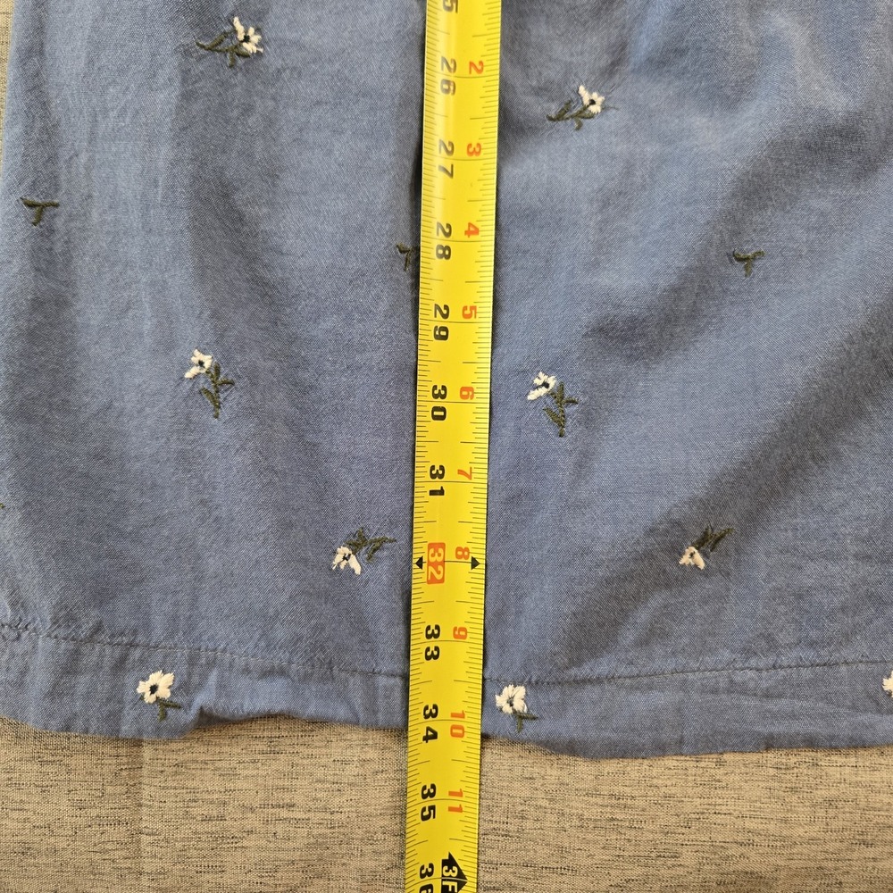 Old Navy Women's‎ Shift Dress Smocked Neckline Chambray Embroidered Floral Large - Picture 8 of 10
